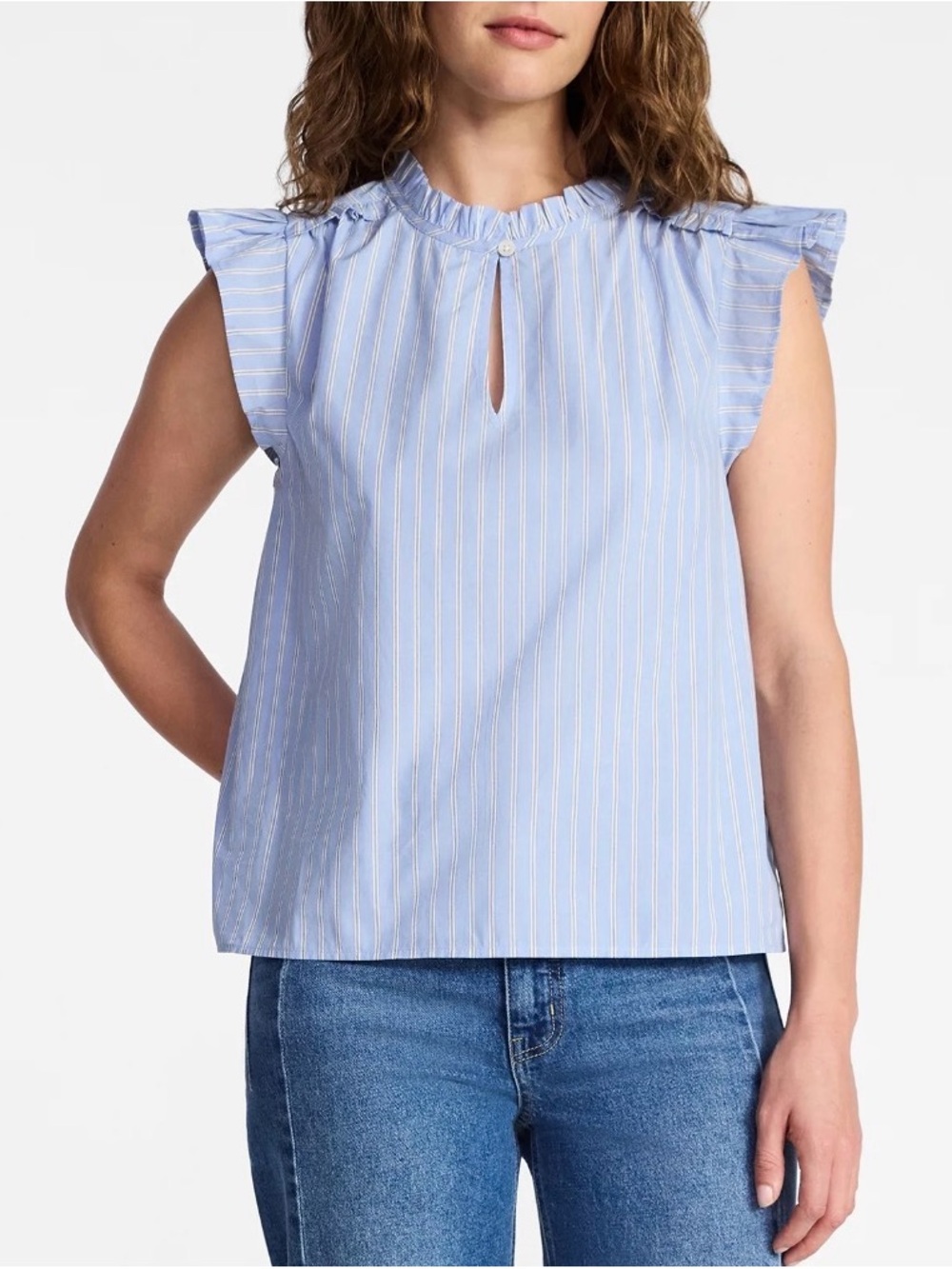 (233)Time and Tru Women's Cotton Split Neck Top